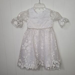Floral Lace Flower Girl Dress Communion Vintage Style  Lace Wedding 3/3T
